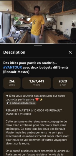 Artisans de Demain youtube shams vantour vanlife